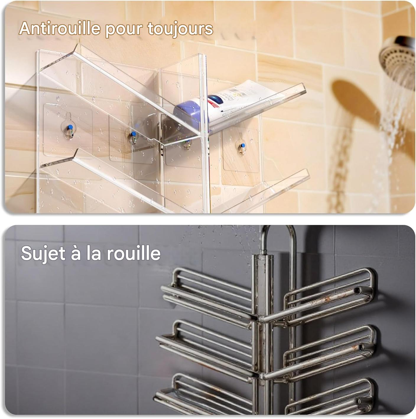 Lot de 2 étagères en acrylique (sans perçage) - Riko
