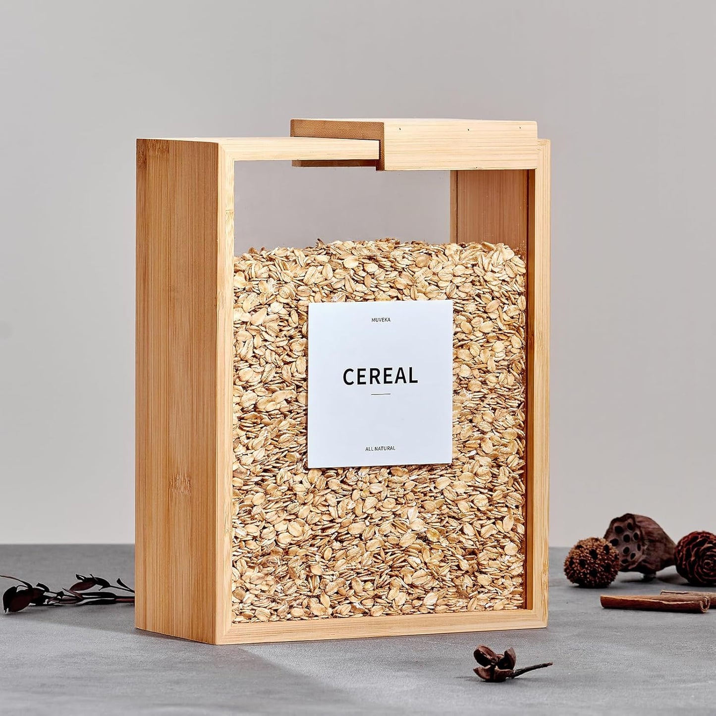 Boîtes de Rangement en Bambou – 2L pour Riz, Pâtes et Céréales