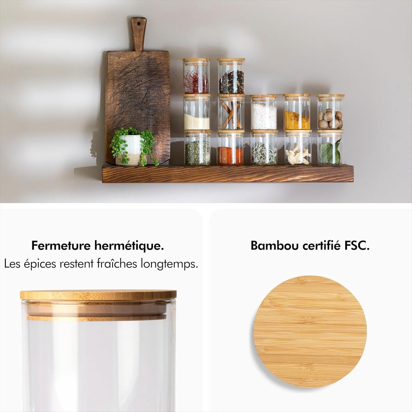 Lot de 12 pots à épices en verre -ZAYNO