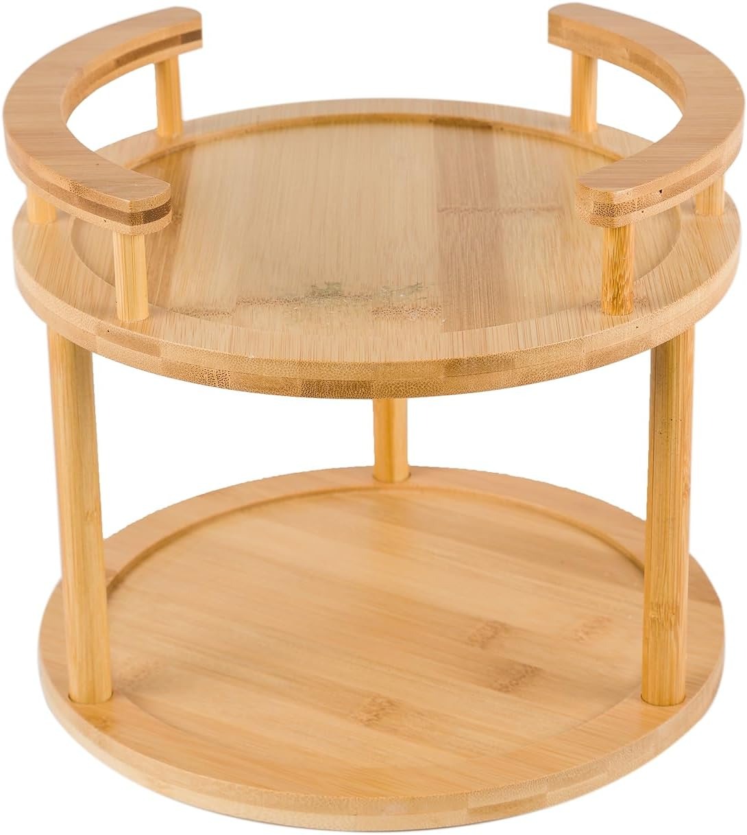 Étagère ZAYNO Rotative 2 Niveaux en Bambou