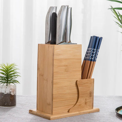 Inttox-🔪🪵 Bloc de Couteaux en Bambou Naturel  🌿