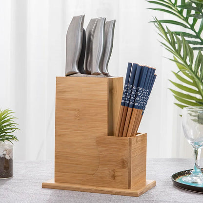 Inttox-🔪🪵 Bloc de Couteaux en Bambou Naturel  🌿