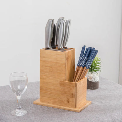 Inttox-🔪🪵 Bloc de Couteaux en Bambou Naturel  🌿