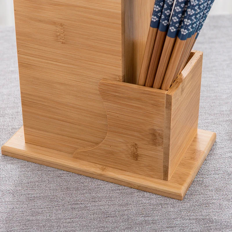 Inttox-🔪🪵 Bloc de Couteaux en Bambou Naturel  🌿