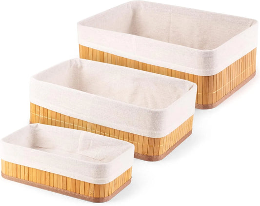 3 Paniers de Rangement en Bambou