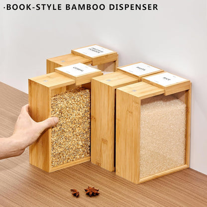 Boîtes de Rangement en Bambou – 2L pour Riz, Pâtes et Céréales