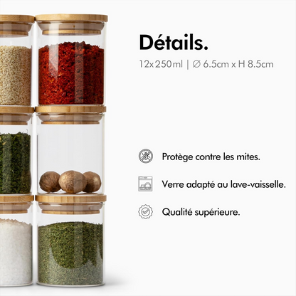 Lot de 12 pots à épices en verre -ZAYNO