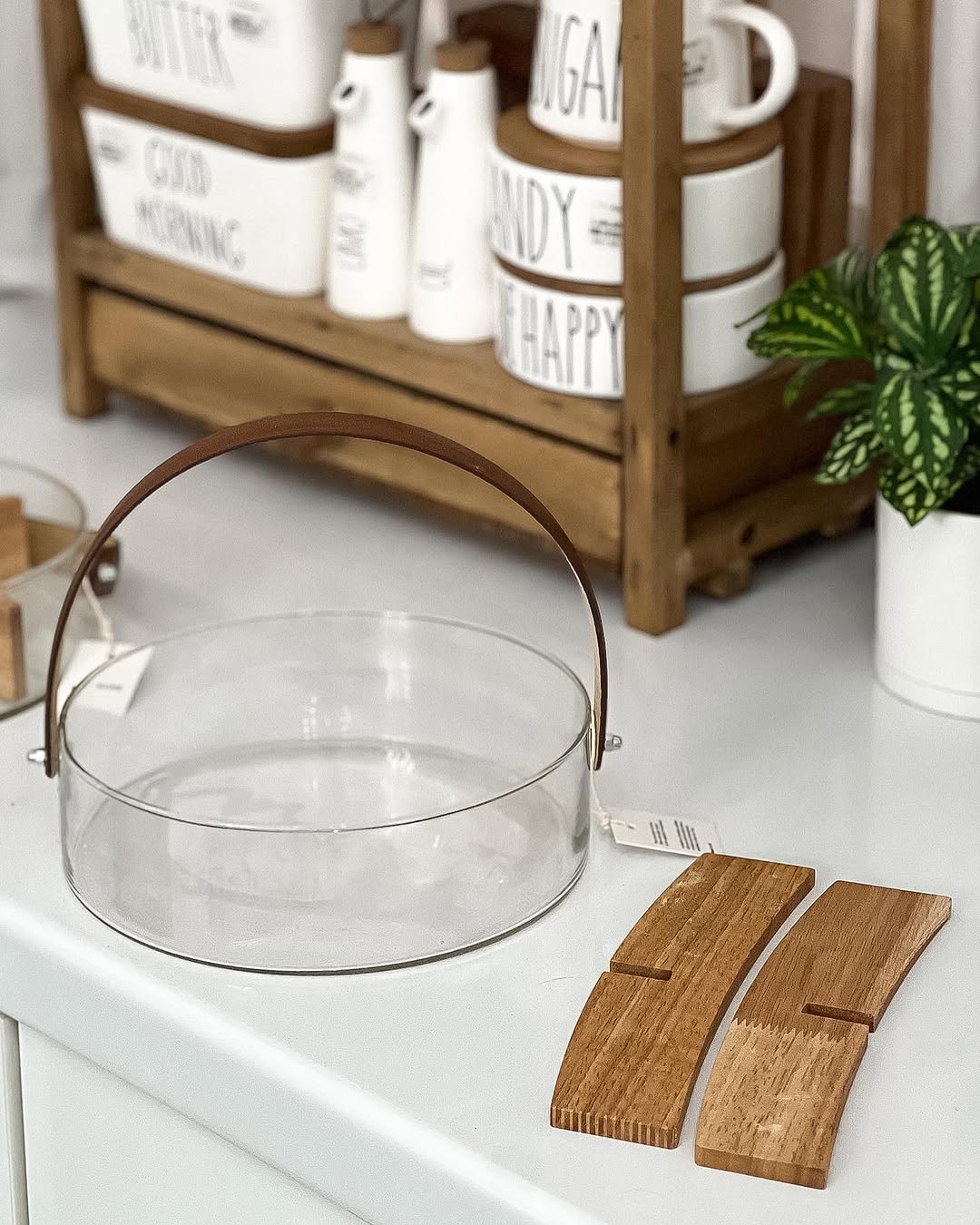 Bol de présentation en verre avec compartiments raffinés en bambou