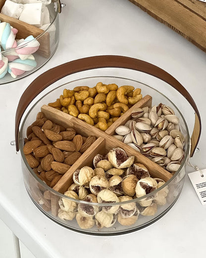 Bol de présentation en verre avec compartiments raffinés en bambou