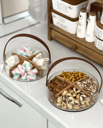 Bol de présentation en verre avec compartiments raffinés en bambou