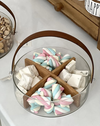 Bol de présentation en verre avec compartiments raffinés en bambou