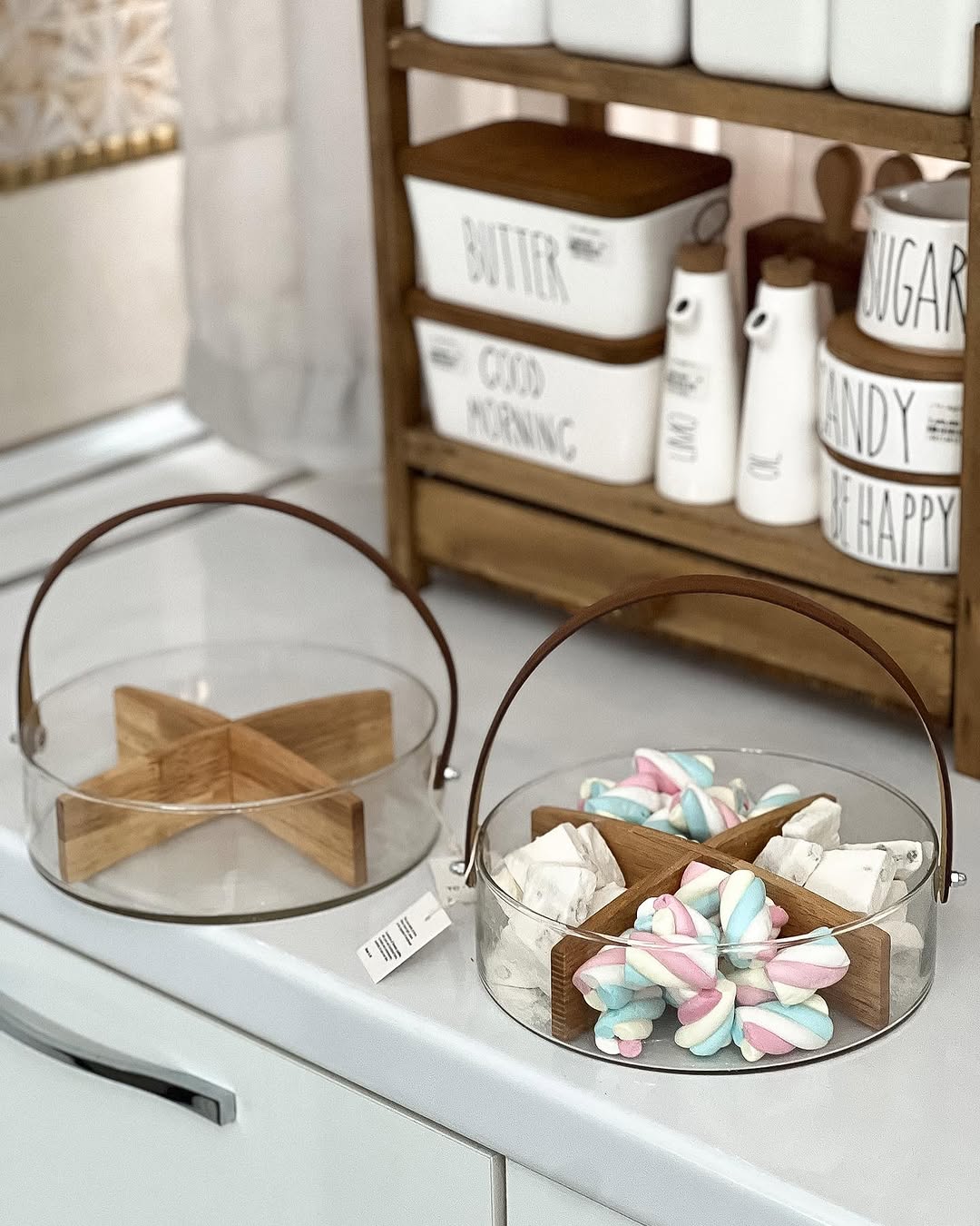 Bol de présentation en verre avec compartiments raffinés en bambou